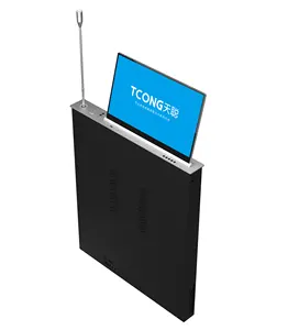 TC HD Touch Screen Pop up Monitor Lift Paperless Conference System Flip up Lcd Monitor Lift with Dual Screen for Conference