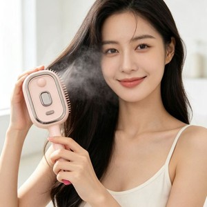 Hair electric spray air cushion massage comb set <b>pink</b> steam hair brush with water spray - Product Image 1