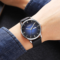 Reloj Business Montre à quartz pour homme en alliage étanche 30M, bracelet en cuir de 20 mm, cadran de 40,5 mm, aiguille jour/date