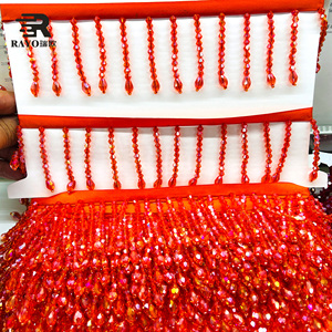 Nappina con Perline di Strass di Alta Qualità 5.5CM 9 Colori Frangia in Pizzo con Perline di Cristallo per Decorazione di Abiti - Product Image 3