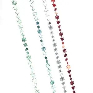 2022 Hot Sale Plastic Metallic Snowflake Bead Garland Ornaments Colorful Christmas Beads String Decorations