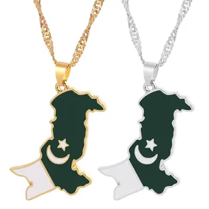 Pakistan National Flag Map Pendant Necklace Fashion Ethnic Jewelry For Man Women Collar Charm Noble Map & Flag Necklace Choker