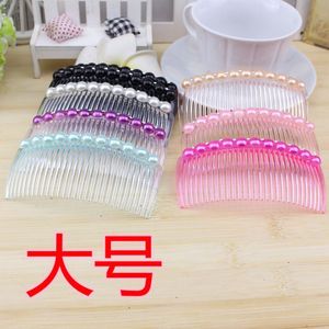 Peines para el cabello de estilo coreano, tamaño grande, decorados con perlas de plástico para mujeres, accesorios para el cabello a la moda, 19cm, colores variados - Product Image 1