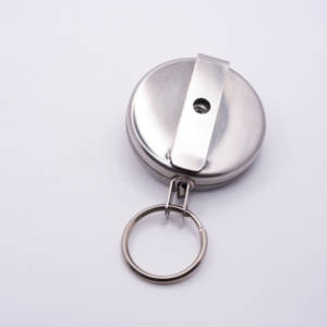 Meilleure vente fil d'acier Badge bobine argent fissure finition porte-badge porte-clés métal rétractable porte-clés 92mm x 53mm x 19mm - Product Image 2