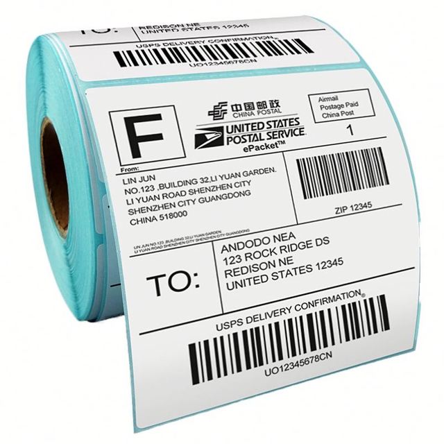 Hot Sale Direct Thermal Shipping Labels 300pcs/Roll Water-Proof Square Waybill Sticker Barcode Heat Adhesive