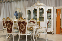 Ensemble de table à manger rectangulaire en or moderne de luxe 6 places 4 chaises en métal Salle à manger Hôtels Appartements Villas Tailles personnalisées