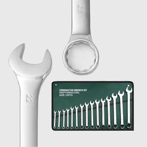 ชุดประแจปากตายอเนกประสงค์ 15 ชิ้น ประแจสองหัว พร้อมกระเป๋าผ้า  รับผลิตตามแบบ OEM  ขนาดเมตริก  โครเมียมสำหรับงานยานยนต์ - Product Image 4