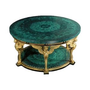 Table basse en malachite avec pierres précieuses naturelles écologiques en laiton Décoration intérieure Design moderne - Product Image 1