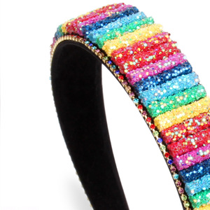Hua Liyu Rainbow Rhinestone Headband Wide Brim Women's Fashion Headdress European Style Hair Accessory - Product Image 4