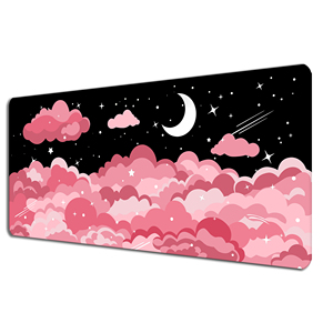 Alfombrilla <span class=keywords><strong>de</strong></span> Escritorio Extendida con Diseño <span class=keywords><strong>de</strong></span> Nubes Rosadas y Luna, Alfombrilla <span class=keywords><strong>de</strong></span> Ratón Estética y Acogedora para Hogar, Oficina y Gamers, 70x30 60x35cm - Product Image 1
