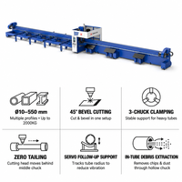 Machine de découpe laser à fibre CNC à alimentation automatique pour tubes longs, avec coupe biseautée, pour tubes en acier inoxydable, 3 mandrins, Cypcut