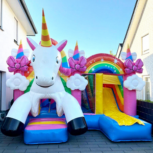 Castillo inflable comercial con tobogán, diseño de unicornio, para fiestas infantiles. - Product Image 1