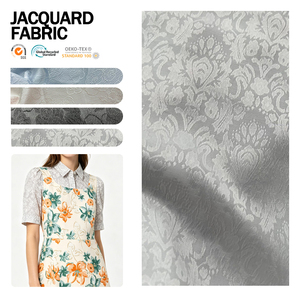Nueva llegada de tela brocada jacquard con estampado floral texturizado en 3D y acabado brillante personalizado para vestidos de diseñador. - Product Image 1