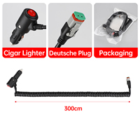 Câble d'alimentation spiralé 12V 24V 5A pour allume-cigare de voiture vers connecteur DT2, 3M 18AWG, avec interrupteur marche/arrêt pour lampe de travail LED