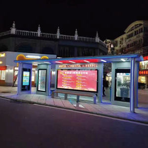 Refugio de autobús de espera de pasajeros de tipo abierto con horario de autobús y panel de anuncios - Product Image 4