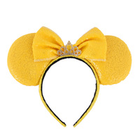 Serre-tête souris à sequins colorés avec oreilles mignonnes et nœud de dessin animé, accessoires pour cheveux de Noël – Bandeau scintillant tendance