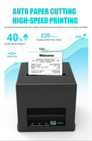 Nueva impresora térmica de recibos de escritorio negra de 80 mm con Bluetooth, Wi-Fi y LAN para supermercados.