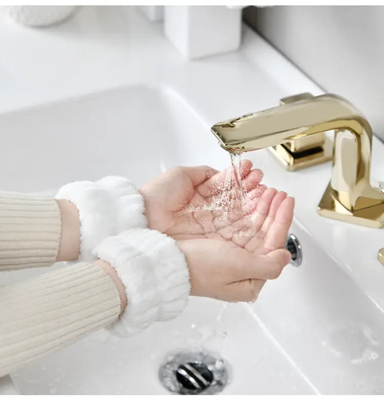 Kustom Logo Spa gelang tangan Microfiber elastis gelang cuci pergelangan tangan untuk mencuci wajah penyerap gelang