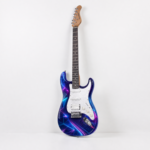 Guitarra Eléctrica Personalizada con Impresión UV, Doble Cutaway, Cuerpo Sólido, 21 Trastes, Pastillas SSH, Trémolo, Directo de Fábrica OEM - Product Image 4