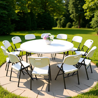 Table de banquet pliante ronde en plastique pour événements extérieurs et mariages, 4, 5, 6 pieds