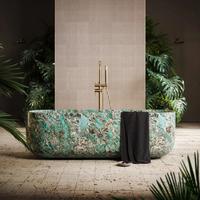 Baignoire autoportante en pierre naturelle JZ Stone, surface polie, écologique, durable, design moderne, pour salle de bain, villa, hôtel, usage extérieur