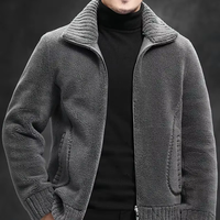 Veste en fausse fourrure résistante pour homme, idéale pour le dropshipping |   7,0% Laine, 93,0% Polyester, Couleur unie, Col montant, Fermeture éclair