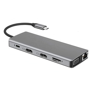 Cổng kết nối đa năng Type C 12 trong 1, bộ chuyển đổi HDMI kép 4K 60Hz, Ethernet Gigabit RJ45, Hub <span class=keywords><strong>USB</strong></span> C cho Laptop và Điện thoại - Product Image 1
