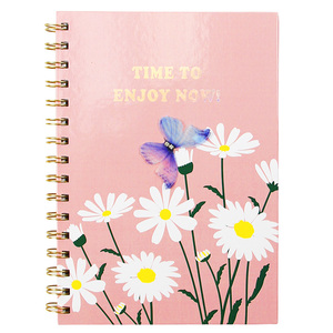 Motivo floreale A5 a spirale con stampa a margherita e farfalla per la pianificazione quotidiana del diario della scuola - Product Image 1