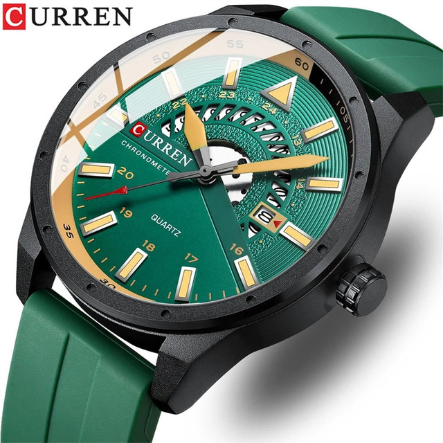 Factory Curren 8421 Men's Silicone Sports Watch Hollow Quartz Creative Watch Calendar Casual Watch Wholesales