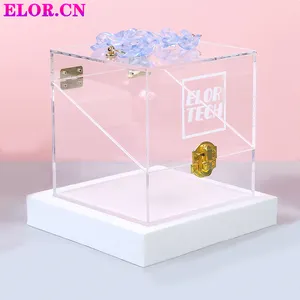 ELOR Clear Hinged Flip Portable Acrylic Companion Gift Box Ladies Fashion Shopping Bag Chocolate Bin For Mothers Day Gift