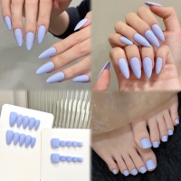 Diseño #830 Alta calidad Almendra Color sólido Prensa hecha a mano en las uñas Lujo 10PCs Púrpura Acrílico Prensa Ons Arte de uñas artificiales