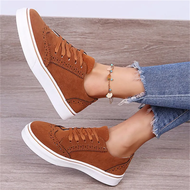 Large 35-43 casual shoes 2023 new women's outdoor sports shoes sneaker round toe lace up single shoes women