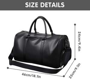 Sac de voyage de sport de luxe en cuir PU imperméable à grande capacité avec logo personnalisé, fermeture éclair, poche humide, sac de <span class=keywords><strong>week</strong></span>-<span class=keywords><strong>end</strong></span> pour hommes - Product Image 6