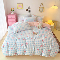 Parures de lit de luxe 100% polyester 4 pièces 1 housse de couette & 1 drap & 2 taies d'oreiller Ensemble de housse de couette avec fermeture éclair