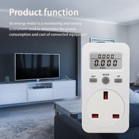 Meter Energi LCD Layar Kecil PMB03-UK Colokan UK, Pemantau Daya, Pengukur Tegangan kWh, Akurasi 2%