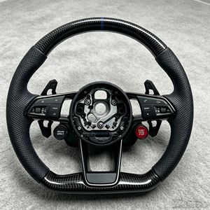 Nouveau Volant <span class=keywords><strong>S</strong></span>-<span class=keywords><strong>Line</strong></span> avec Bouton de Démarrage pour <span class=keywords><strong>Audi</strong></span> A5 A7 Q5 R8 TTRS C6 C7 S7 S4 A4 B8 RS3 SQ5 S5 B9 A6 C8 <span class=keywords><strong>A3</strong></span> - Noir Perforé - Product Image 1
