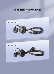 <span class=keywords><strong>Prise</strong></span> de panneau filetée étanche IP67 M25 USB 2.0 avec câble d'extension - Product Image 5