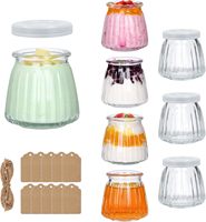 Mini-bocaux en verre transparent de 4 oz avec couvercles en PE, réutilisables pour le stockage, la mise en conserve, le yaourt, la confiture, le miel, le pudding, les épices, les flocons d'avoine préparés la veille.
