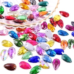 Oleeya Lot en vrac de strass à coudre 13*18mm Goutte d'eau en résine AB avec dos plat argenté pour vêtements - Product Image 3