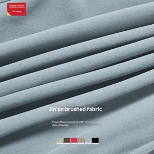 بدلة رياضية نسائية بياقة عالية للتمارين الرياضية واليوغا، بسحاب نصفي وخطوط، مصنوعة من النايلون والسباندكس، مناسبة للرياضات عالية الكثافة، قطعة واحدة دافئة - Product Image 4