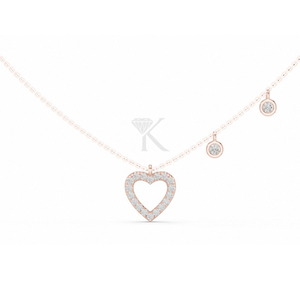 Collar de Corazón Abierto con Diamante Cultivado en Laboratorio, Oro Sólido de 14K, Cadena Asimétrica, Elegante y Romántico, Joyería Fina - Product Image 5