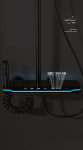 ชุดฝักบัวดีไซน์หรูหราทันสมัย ผลิตจากอะลูมิเนียมสีเทาดำ พร้อมหัวฝักบัวแบบเรนชาวเวอร์และแบบมือถือ ควบคุมการทำงานด้วยปุ่มกดแบบเปียโน - Product Image 6