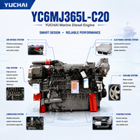 محرك ديزل بحري SCDC YUCHAI YC6MJ سلسلة YC6MJ365L-C20 بـ 6 أسطوانات وقوة 410 حصان وسرعة 1800 دورة في الدقيقة، عزم دوران قوي للمعدات البحرية البحرية