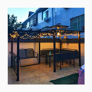 Gazebo <span class=keywords><strong>de</strong></span> metal con columpio, mesa <span class=keywords><strong>de</strong></span> asiento dura, alta calidad, <span class=keywords><strong>pérgolas</strong></span> - Product Image 1
