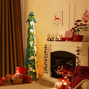 Árbol <span class=keywords><strong>de</strong></span> <span class=keywords><strong>Navidad</strong></span> Espiral Artificial con Cinta Dorada y Blanca, Decoración Navideña - Product Image 6