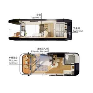 <span class=keywords><strong>Casa</strong></span> pequeña modular portátil de dos pisos <span class=keywords><strong>con</strong></span> cabina de acero prefabricada de lujo Concepto de cápsula espacial <span class=keywords><strong>para</strong></span> <span class=keywords><strong>piscina</strong></span> al aire libre ecológica - Product Image 5
