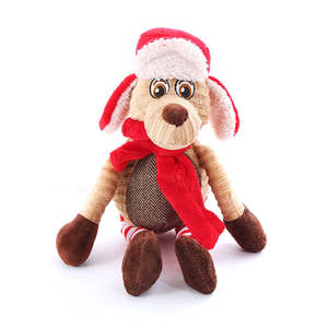 Yeni tasarım peluş noel Pet oyuncaklar toptan komik özelleştirilmiş noel yavru köpek gıcırtılı oyuncak - Product Image 3