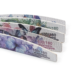 バタフライパターン半月木制ネイルファイル新しい両面薄いリアルエメリーネイルトリミングサンディングストリップ用 - Product Image 6