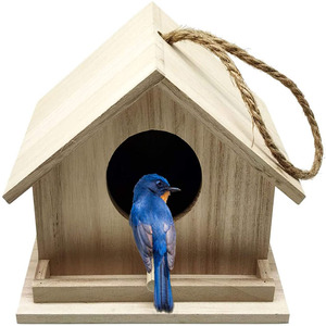 Houten Vogel Miniatuur Huis Opknoping Houten Vogelhuisje Voor Buiten Decoratief Vogelnest - Product Image 2