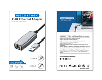 Adaptateur réseau USB3.0 2.5G 2 en 1, carte LAN de type C pour téléphone portable, PC portable